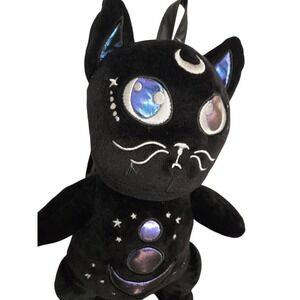 SPIRIT HALLOWEEN Black Cat‎ Celestial Moon Stars Plush Backpack  Mystical Witchy
